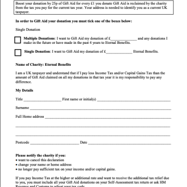 Gift Aid Form